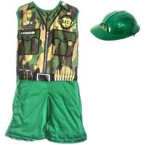 Kit Infantil Fantasia Militar com Capacete - P
