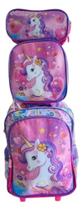 Kit infantil feminina com mochila, estojo e lancheira unicórnio
