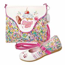 Kit Infantil Feminino Sapatilha e Bolsa Docinhos, Magicc Kids Kit Infantil Feminino Sapatilha e Bolsa Docinhos, Magicc Kids