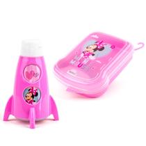 Kit Infantil Garrafa Foguete E Sanduicheira Hora do Lanche Minnie