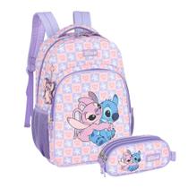 Kit Infantil Juvenil Escolar Mochila de Costas com Estojo Stitch - Luxcel