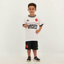 Kit Infantil Kappa Vasco Supporter 2023 Branco e Preto