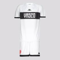 Kit Infantil Kappa Vasco Supporter 2024 Branco e Preto