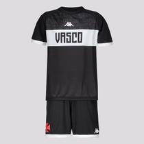 Kit Infantil Kappa Vasco Supporter 2024 Preto e Branco Kit Infantil Kappa Vasco Supporter 2024 Preto e Branco