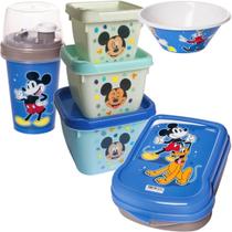 Kit Infantil Lanche Escola Passeio Mickey 6 Itens Plasutil