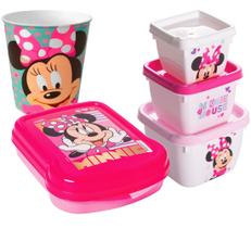 Kit Infantil Lancheirinha Minnie Rosa Lanche Alimentação