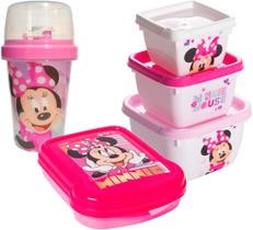 Kit Infantil Lancheirinha Minnie Rosa Lanche Alimentação - Plasutil