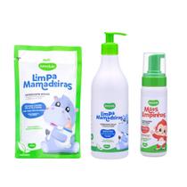 Kit Infantil Limpeza Lava Louça Detergente 500ml Mamadeira Copo Garrafa + Limpa Mãos 200ml Kit Infantil Limpeza Lava Louça Detergente 500ml Mamadeira Copo Garrafa + Limpa Mãos 200ml