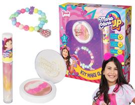 Kit Infantil Lip Gloss Com Blush E Pulseira Maria Clara JP - Brink Model