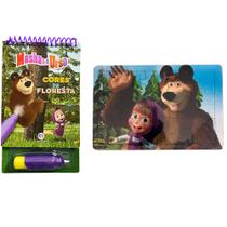 Kit Infantil Livro Aquabook e Quebra-Cabeça Masha e o Urso