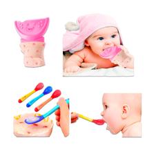 Kit Infantil Luva Mordedor Para Bebês + Colherzinha Sensível