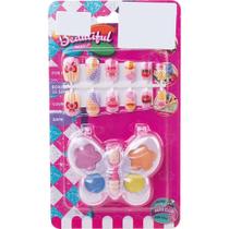 Kit Infantil Make + UNHAS com Paleta de Maquiagem e UNHAS Postiças Coloridas Kit Infantil Make + UNHAS com Paleta de Maquiagem e UNHAS Postiças Coloridas