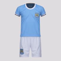 Kit Infantil Manchester City Retrô Azul