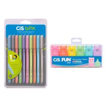 Kit Infantil Marca Textos Cis Fun Pastel+Estojo BPX 10 Cores