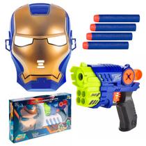 Kit Infantil Máscara Heroi E Lançador De Dardos Espuma Brinquedo De Ação