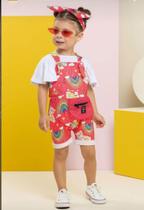 Kit Infantil Menina 2 Peças Jardineira + Cropped Luxo 7382