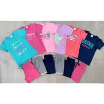 Kit Infantil Menina 6 peças Verão - 3 Camisetas e 3 Shorts - Kit Conjunto de Roupa Infantil Feminina com Blusa em Cotton