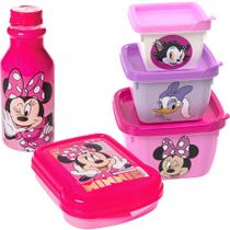 Kit Infantil Menina Porta Lanche Minnie Rosa 5 Itens Disney - Plasutil