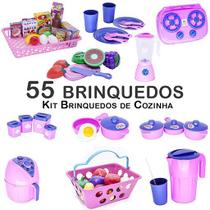 Kit Infantil Mercado Panela Copo Prato Pote Air Fryer 55pç