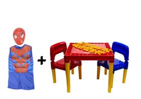 Kit Infantil Mesa Atividades Tritec + Fantasia Homem Aranha