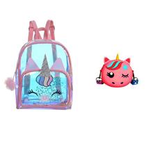 Kit Infantil Mochila Holográfica e Bolsa Transversal Pink