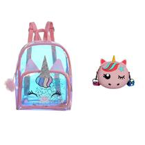 Kit Infantil Mochila Holográfica e Bolsa Transversal Rosa Kit Infantil Mochila Holográfica e Bolsa Transversal Rosa