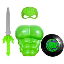 Kit Infantil Monstro Verde Huk com Escudos Espada e Máscara