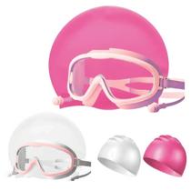 Kit Infantil Natação Touca Óculos Proteção UV Tampão Ouvidos Kit Infantil Natação Touca Óculos Proteção UV Tampão Ouvidos