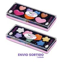 Kit Infantil Paleta de Maquiagem Sombra, Blush Brinquedo Criança Didática Rosa Infantil c/ 7 Cores Multikids BR1323