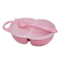 Kit Infantil Papinha Do Bebê 2 Pçs Porta Papinha C/ Divisória / Tampa e Colher Lully Bebê