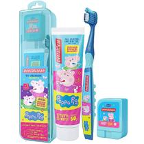 Kit Infantil Peppa Pig Dentalclean Escova Gel Dental E Fio