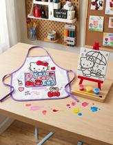 Kit Infantil Pintura Hello Kitty Colorir Artes Avental Tela