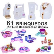 Kit Infantil Prato Copo Potes Mercado Cafeteira Panela 61p - Zuca Toys