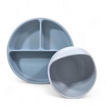 Kit Infantil Prato E Tigela De Silicone Azul - HK Baby Kit Infantil Prato E Tigela De Silicone Azul - HK Baby