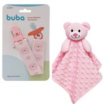 Kit Infantil Prendedor De Chupeta E Naninha Rosa Ursinho - Buba Kit Infantil Prendedor De Chupeta E Naninha Rosa Ursinho - Buba