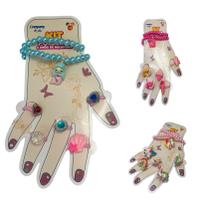 Kit Infantil Pulseira e Anéis de miçanga Sortida c/ 6 peças