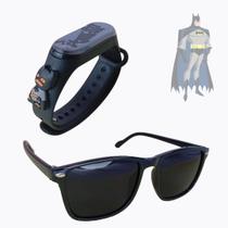 Kit Infantil Relógio Com Óculos De Sol Para Crianças Batman