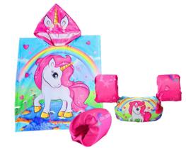 Kit Infantil Roupão com Capuz e Colete Salva Vidas Seguro
