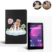 Kit Infantil Tablet Vision Tab 7 Capa Giratória Estampada e Película - Kit Infantil Tablet Vision Tab 7 Capa Giratória Estampada e Película -