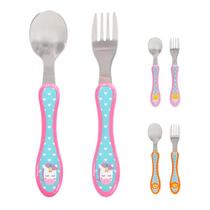 Kit Infantil Talheres Colher E Garfo Buba Leão Girafa Unicornio Animal Fun Kit Infantil Talheres Colher E Garfo Buba Leão Girafa Unicornio Animal Fun
