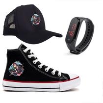 Kit Infantil Tênis Damon Slayer Boné Relógio