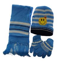 Kit Infantil Touca e Cachecol e Luva Inverno Azul