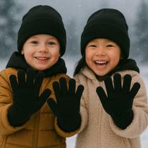 Kit Infantil Touca e Luva Confortável Para Inverno Frio Menino Menina Criança