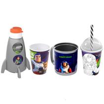 Kit Infantil Toy Story Buzz Lightyear com Copos Caneca e Garrafa Foguete - Plasútil