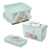 Kit Infantil Trocador de Fraldas Bebe Safari Plasutil Verde 3 Pecas 18711 Kit Infantil Trocador de Fraldas Bebe Safari Plasutil Verde 3 Pecas 18711