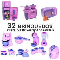 Kit Infantil Xícara Geladeira Fogão Microondas Panela 32p - Zuca Toys
