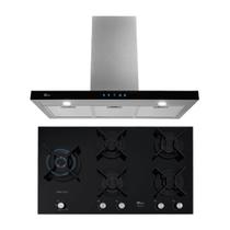 Kit Infinity Fischer: Coifa 90 cm e Cooktop 5B Duo Preto Kit Infinity Fischer: Coifa 90 cm e Cooktop 5B Duo Preto