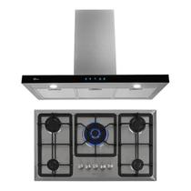Kit Infinity Fischer: Coifa de Parede 90 cm e Cooktop 5B Inox