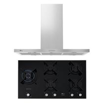 Kit Infinity Fischer: Coifa Ilha e Cooktop 5B Duo Preto