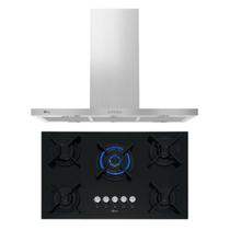 Kit Infinity Fischer: Coifa Ilha e Cooktop 5B Preto